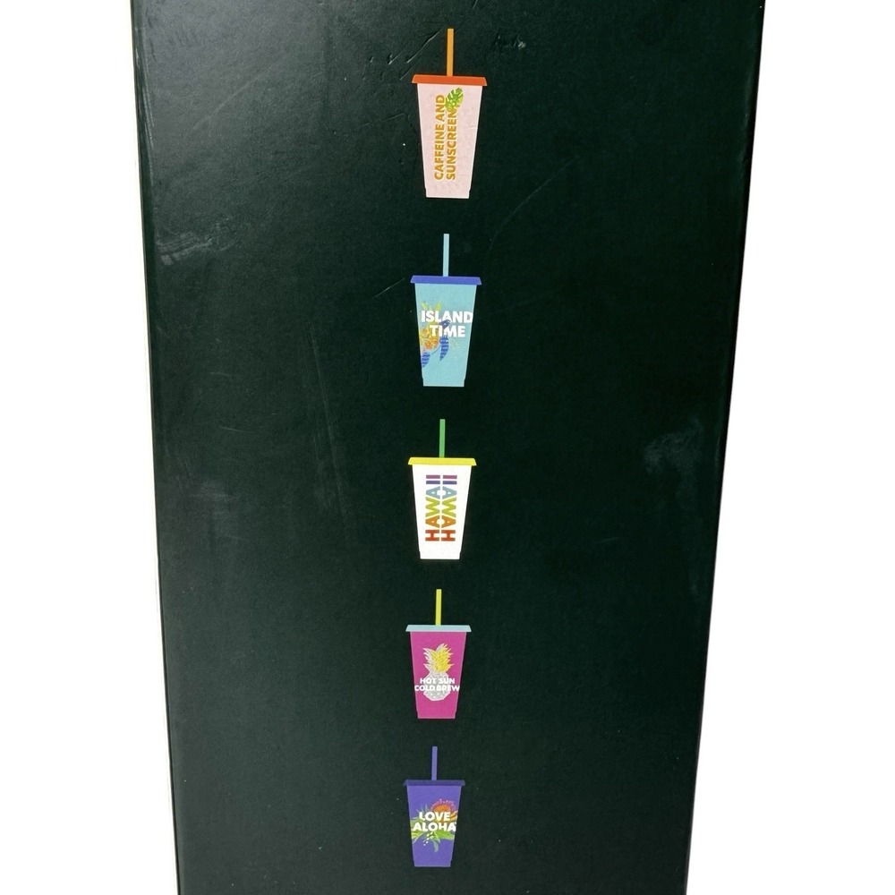 Stabucks Hawaii 2020 Collection 5 Set Reusable Cold Cup Tumblers 24oz With Straw - Picture 4 of 4